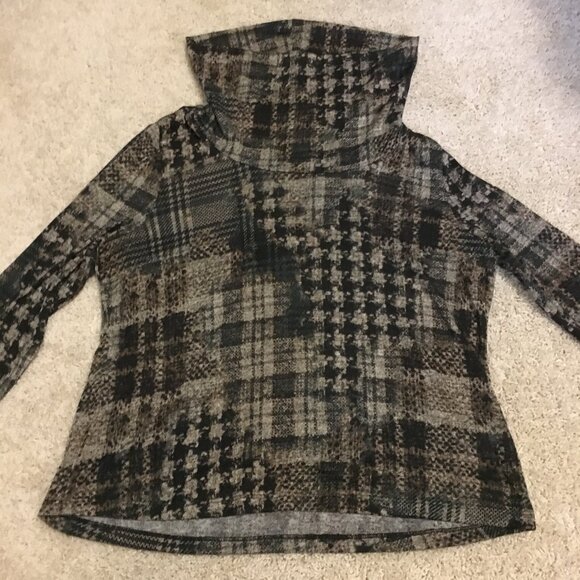 Haggar Clothing Stretchy Patchwork Cowl Turtleneck Top - XL - Picture 10 of 16